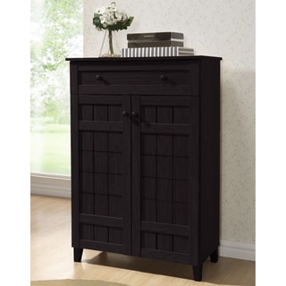 Baxton Studio Glidden Dark Brown Wood Tall Modern Shoe Cabinet