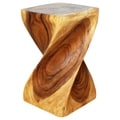 12-Inch Square x 20-Inch High Oak Oil Twist Stool (Thailand)