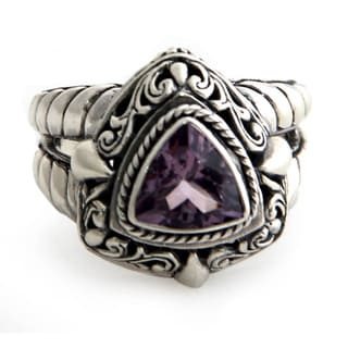 Handcrafted Sterling Silver 'Sorceress' Amethyst Ring (Indonesia)