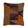 Handcrafted Wool 'Fish' Zapotec Cushion Cover (Mexico)