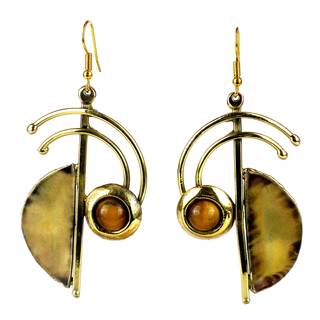 Handcrafted Symphony Golden Tiger Eye Earrings (South Africa)