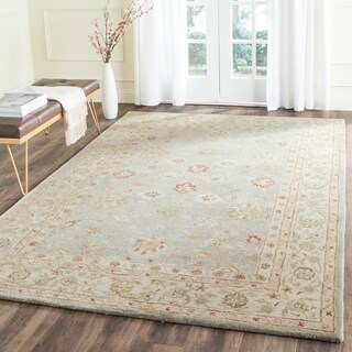 Handmade Majesty Blue-Grey/ Beige Wool Rug (8'3 x 11')