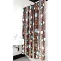 Deluxe Brown Circles Shower Curtain with Matching Hooks