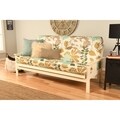 Beli Mont Multi-Flex Futon Frame in Antique White Wood with Innerspring Mattress Set