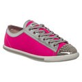Miu Miu Women's Studded Cap Toe Embossed Leather Sneakers