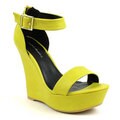 Mark & Maddux Women's 'SHIA-03' Yellow Open-toe Basic Wedge Heels