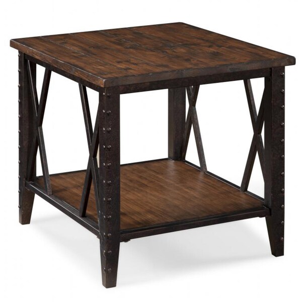Fleming Wood and Metal Rectangular End Table Overstock Shopping
