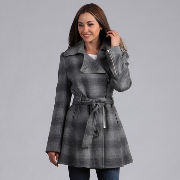 Kenneth Cole Women's Two-tone Plaid Coat