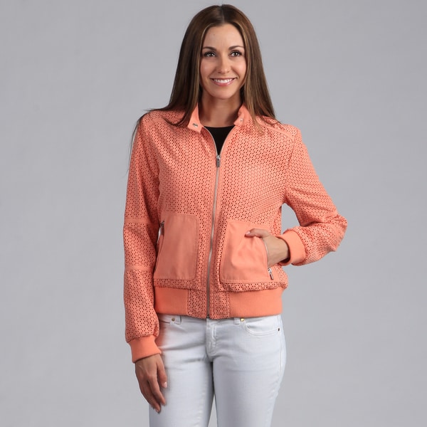 Kenneth Cole Women's Perforated Bomber Jacket