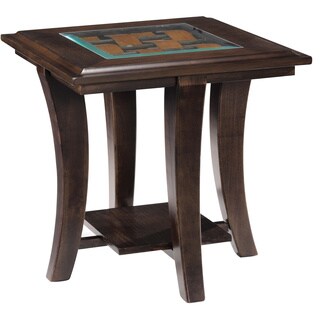 'Tivoli' Hazelnut and Tempered Glass Rectangular End Table