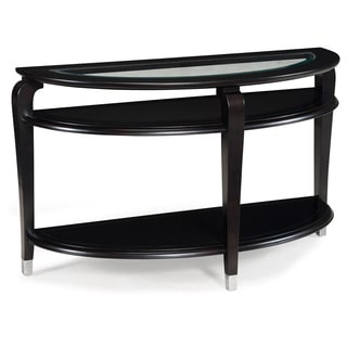 'Harper' Ebonized Cherry Glass-top Demilune Sofa Table