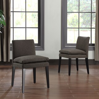 Portfolio Orion Chocolate Brown Linen Upholstered Dining Chairs (Set of 2)