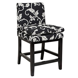 angelo:HOME Marnie Black/ White Vine Upholstered 24-inch Bar Stool