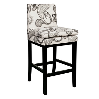 angelo:HOME Marnie Modern Black/ Cream Paisley Upholstered 30-inch Bar Stool