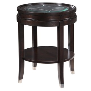 Lakefield Classic Merlot Wood Etched Glass End Table