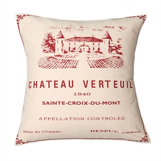 'Chateau Verteul' Wine Print Decorative Pillow