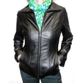 Jones New York Women's Black Leather Removable Lined Jacket