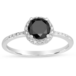 Silver wedding rings with black diamonds