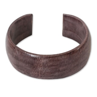 Handcrafted Leather 'Annula In Plum' Cuff Bracelet (Ghana)