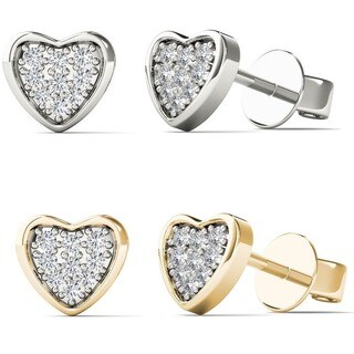 10k Gold Children's 3/5ct TDW Diamond Heart Earrings (H-I, I2)