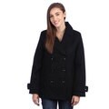 Ramonti Women's Double Breasted Black Wool Pea Coat