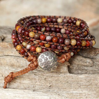 Handcrafted Jasper 'Fruit Punch Medley' Wrap Bracelet (Thailand)