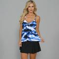 Island World Women's Blue Tie Black Skirt Tankini
