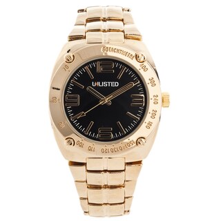 Unlisted by Kenneth Cole Men's Goldtone Black Dial Watch