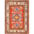 Afghan Hand-knotted Kazak Red/ Ivory Wool Rug (2'1 x 2'10)