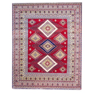 Afghan Hand-knotted Red/ Salmon Kazak Wool Rug (6' x 9')