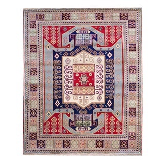 Afghan Hand-knotted Red/ Light Blue Kazak Wool Rug (6' x 9')