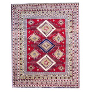 Afghan Hand-knotted Red/ Salmon Kazak Wool Rug (8' x 10')