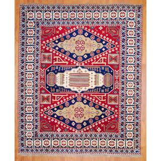 Great Prices Indo Hand-knotted 8 x 10-foot Red/ Navy Kazak Wool Rug (India)