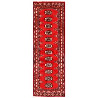 Pakistani Hand-knotted Bokhara Red/ Ivory Wool Rug (2' x 6')
