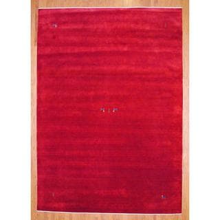 Compare Price Indo Hand-knotted Red/ Blue Gabbeh Wool Rug (6' x 9')