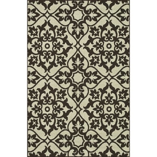 Indoor Outdoor Hudson Ivory/ Chocolate Rug (7'10 x 10'9)
