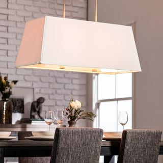 Dayna Large 4-light Brushed Nickel Rectangle Shade Pendant with Faux Silk Shade