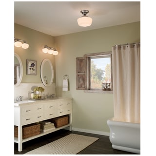 Academy 1-light Chrome Small Semi-Flush Mount with Satin White Schoolhouse Glass