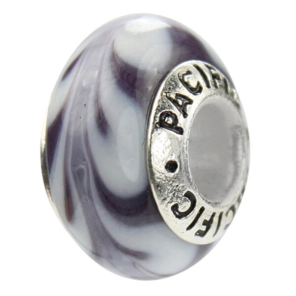 Sterling Silver 'Plum It Up' Murano-style Glass Bead