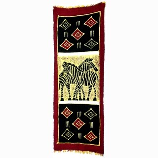 Hand-painted Vertical Zebras with Diamonds Batik (Kenya)