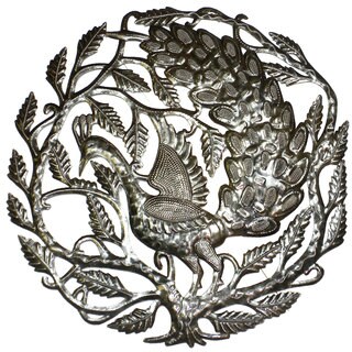Handmade Peacock 24-inch Metal Art (Haiti)