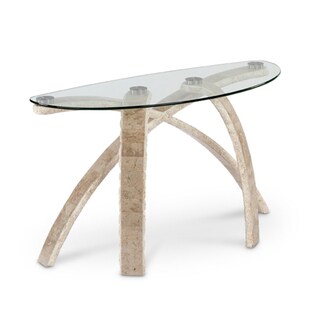 Cascade Stone and Glass Demilune Sofa Table