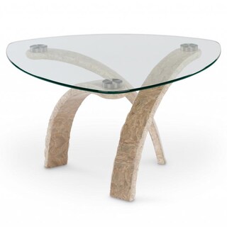 Cascade Stone and Glass Pie Shaped Cocktail Table
