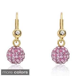 Molly Glitz 14k Gold Overlay Children's Crystal Ball Leverback Earrings