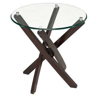 Xenia Glass-Top Round End Table