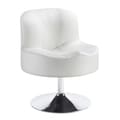Bridgeport Ergonomic Contour Soft White Faux Leather Swivel Modern Pedestal Accent Chair