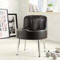 Bridgeport Ergonomic Contour Espresso Faux Leather Swivel Modern Metal Legs Accent Chair