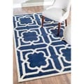 Handmade Luna Moroccan Trellis Navy Wool Rug (6' x 9')