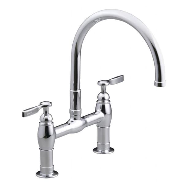 Parq Deck-mount Polished Chrome Kitchen Bridge Faucet