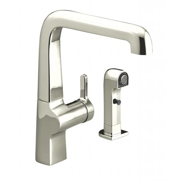 Evoke Single Control Vibrant Polished Nickel Kitchen Sink Faucet with Sidespray